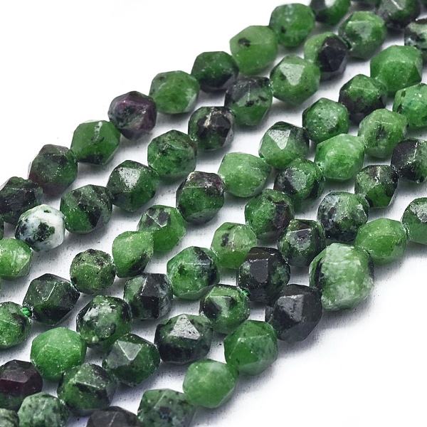 PandaHall Natural Ruby in Zoisite Beads Strands, Faceted, Round, 6~6.5x5.5mm, Hole: 1mm, about 63pcs/strand, 15.16 inch(38.5cm) Ruby in...