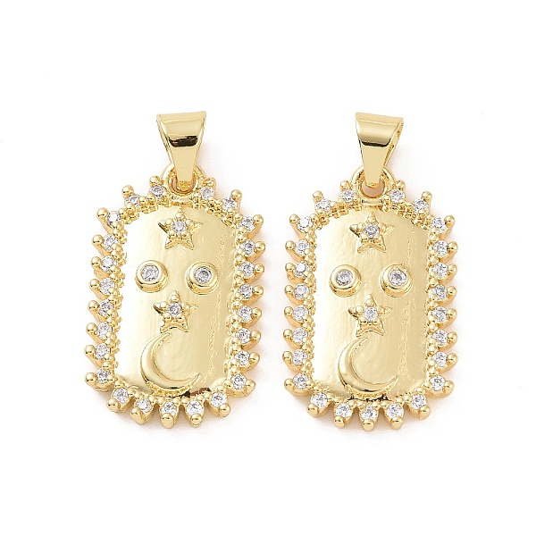 Rack Plating Brass Micro Pave Clear Cubic Zirconia Pendants