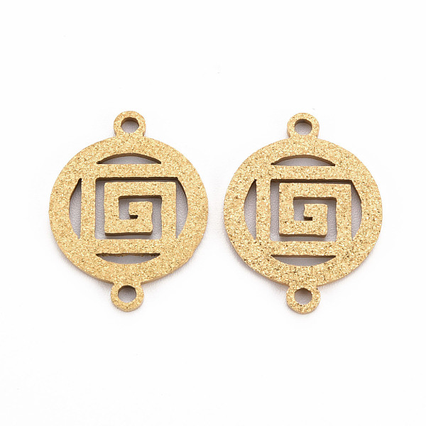 

PandaHall 201 Stainless Steel Link Connectors, Textured, Laser Cut, Flat Round, Golden, 19x14.5x1mm, Hole: 1.6mm 201 Stainless Steel Flat...