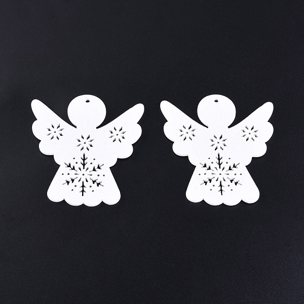 

PandaHall Christmas Theme Spray Painted Wood Big Pendants, Angel Charm with Hollow Snowflake, White, 67x62.5x2mm, Hole: 3mm Wood Angel &...