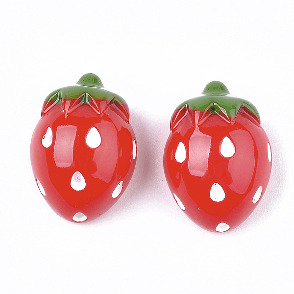 

PandaHall Resin Cabochons, Strawberry, Red, 17x12x9mm Resin Fruit Red