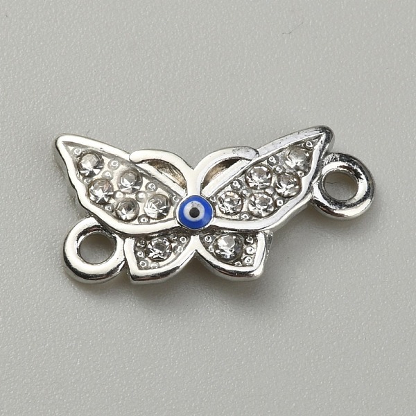 

PandaHall Alloy Evil Eye Enamel Link Connectors, with Crystal Rhinestone, Platinum, Butterfly Pattern, 9.5x18.5x2mm, Hole: 1.6mm Alloy...