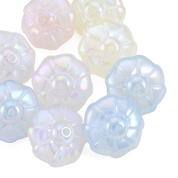 PandaHall Rainbow Iridescent Plating Acrylic Beads, Glitter Beads, Flower, Mixed Color, 23.5x23.5x15mm, Hole: 2mm Acrylic Flower Multicolor