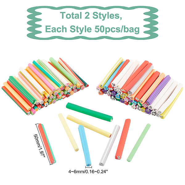 

PandaHall arricraft 100 Pcs Polymer Clay Stick, 3D Nail Art Polymer Clay Slices Mixed Pattern Animal Fruit Slices Charms for DIY Crafts..., Multicolor