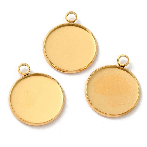 

PandaHall Ion Plating(IP) 304 Stainless Steel Pendant Cabochon Settings, Plain Edge Bezel Cups, Flat Round, Golden, Tray: 20mm, 26x22x2mm...