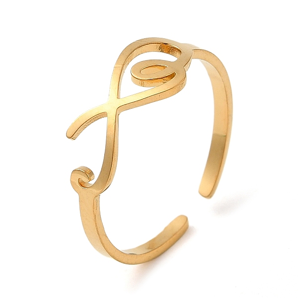 

PandaHall 304 Stainless Steel Cuff Rings, Open Finger Ring for Women, Infinity, Golden, US Size 8 1/2(18.5mm) 304 Stainless Steel Infinity