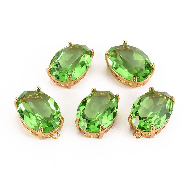 

PandaHall Transparent Glass Pendants, with Brass Prong Settings, Faceted, Oval, Light Gold, Lime Green, 20x13x8.5mm, Hole: 1.5mm Brass+Glass...