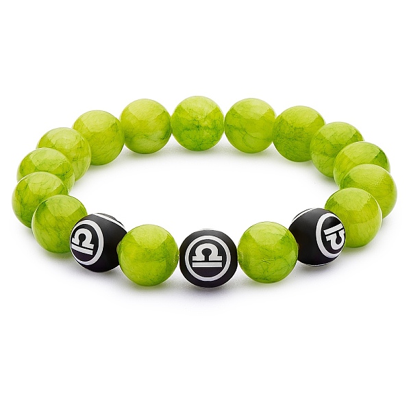 

PandaHall Green Yellow Natural Yellow Jade Round Beaded Stretch Bracelet, Constellation Gemstone Jewelry for Women, Libra, Inner Diameter: 2...