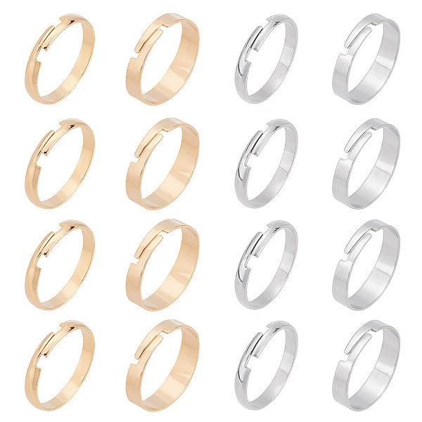 

PandaHall UNICRAFTALE 40pcs 2 Styles Adjustable Band Finger Ring Size7 Stainless Steel Plain Knuckle Rings 2 Colors Flat Metal Finger Ring...