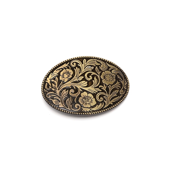 

PandaHall Alloy Smooth Buckles, Belt Fastener, Oval with Flower Pattern, Antique Bronze, 59x83x7mm, Hole: 40x17mm Alloy Oval