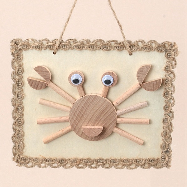 

PandaHall DIY Crab Painting Handmade Materials Package for Parent-Child, including Unfished Wood Cabochons, Picture Frame, Rope and Cotton..., Orange