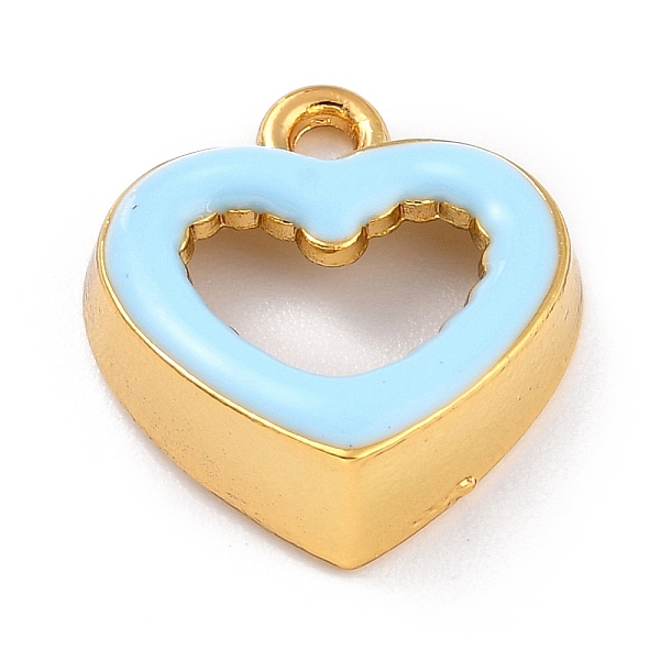 

PandaHall Golden Alloy Enamel Pendants, Long-Lasting Plated, Hollow Heart, Light Blue, 18x17x6mm, Hole: 1.8mm Alloy+Enamel Heart