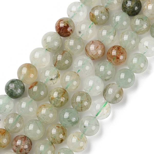 

PandaHall Natural Green Rutilated Quartz Beads Strands, Round, 8mm, Hole: 0.8mm, about 47pcs/strand, 15.35''(39cm) Rutilated Quartz Round