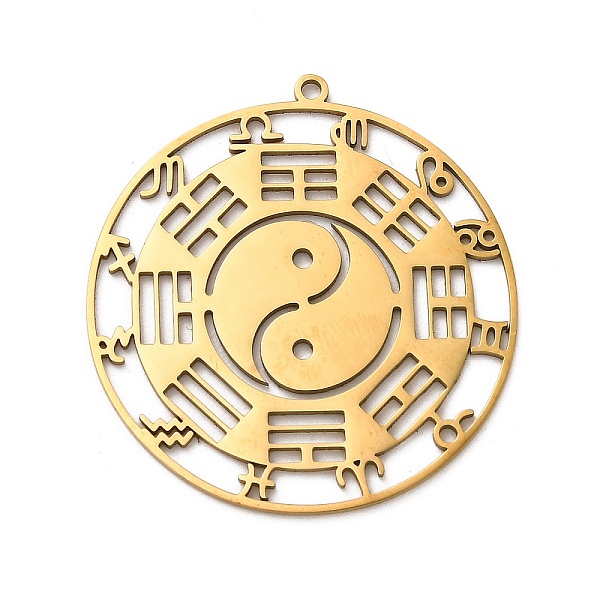 

PandaHall 304 Stainless Steel Pendants, Yin Yang Bagua Diagram Charm, Golden, 37x34.5x1mm, Hole: 1.3mm 304 Stainless Steel Yin-yang