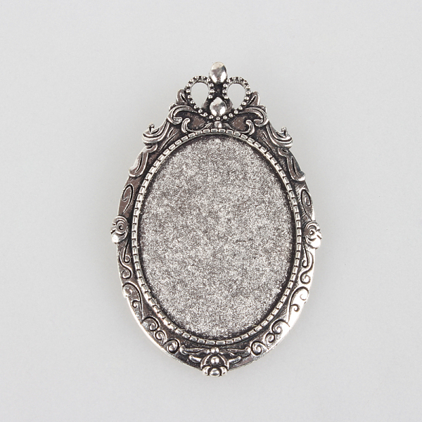 

PandaHall Vintage Tibetan Style Alloy Brooch Cabochon Settings, Cadmium Free & Lead Free, with Iron Pin Brooch Back Bar Findings, Oval...