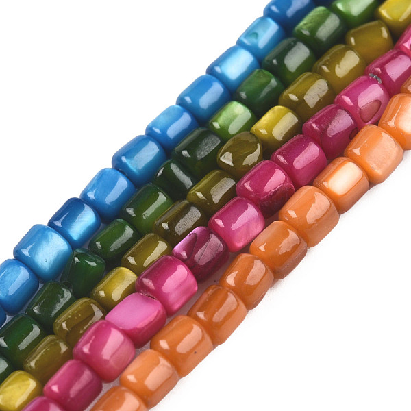 

PandaHall Natural Freshwater Shell Beads Strands, Dyed, Column, Mixed Color, 3.5x3~3.5mm, Hole: 1mm, about 111~117pcs/strand, 14.37..., Multicolor