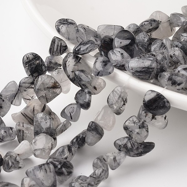 

PandaHall Nuggets Natural Black Rutilated Quartz Bead Strands, Tumbled Stone, 12~16x8~13x6~8mm, Hole: 1mm, about 53pcs/strand, 15.3 inch...