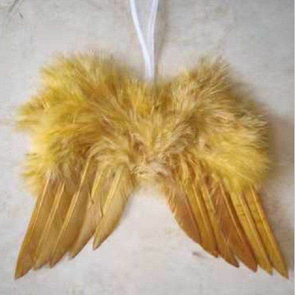 

PandaHall Mini Doll Angel Wing Feather, with Polyester Rope, for DIY Moppet Makings Kids Photography Props Decorations Accessories, Gold...