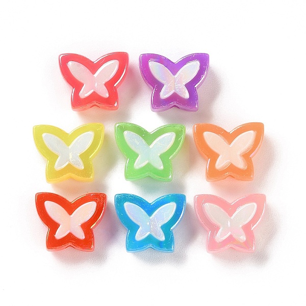 

PandaHall Plating Acrylic Bead, AB Color Plated, Butterfly, 16.5x20x19mm, Hole: 3mm, 228pcs/500g Acrylic Butterfly Multicolor