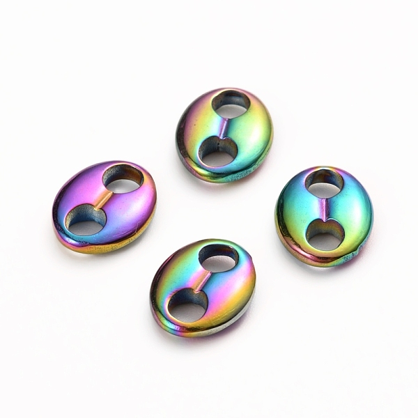 

PandaHall Ion Plating(IP) 304 Stainless Steel Oval Links connectors, Coffee Bean, Rainbow Color, 8x10.5x2mm, Hole: 2.5mm 304 Stainless Steel...