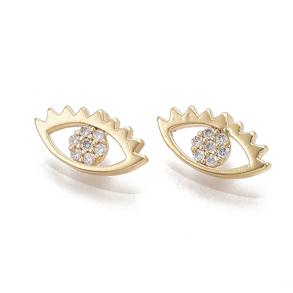 

PandaHall Brass Micro Pave Cubic Zirconia Charms, Nickel Free, Real 18K Gold Plated, Eye, Clear, 6x11x3mm, Hole: 1.2mm Brass+Cubic Zirconia...
