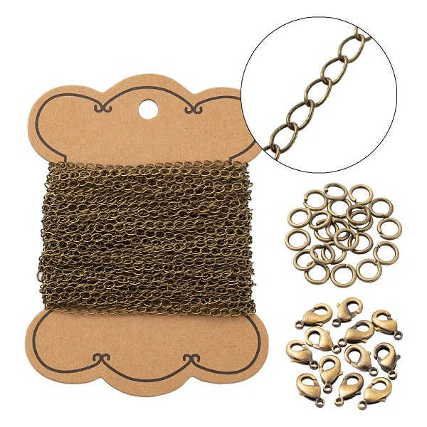 

PandaHall DIY Jewelry Making Kits, Including 10m Brass Twisted Chains, 100Pcs Open Jump Rings, 30Pcs Lobster Claw Clasps, Antique Bronze...