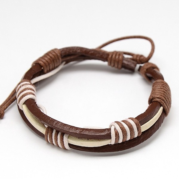 

PandaHall Trendy Unisex Casual Style Waxed Cord and Leather Bracelets, Mixed Color, 56mm Leather Multicolor
