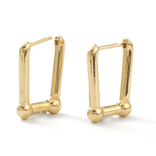 

PandaHall Brass Huggie Hoop Earrings, with Steel Pin, Long-Lasting Plated, Rectangle, Real 18K Gold Plated, 23x15x5mm, Pin: 1mm Brass...