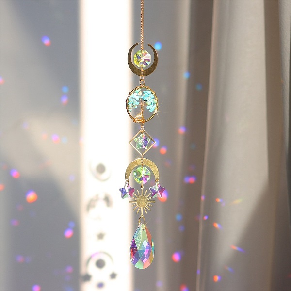 Synthetic Turquoise Chips Tree & Glass Suncatchers