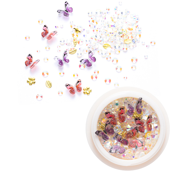 

PandaHall Nail Art Decoration Accessories, with Resin, Acrylic Rhinestones & Golden Tone Brass Cabochons, Mixed Shape, Mixed Color..., Multicolor