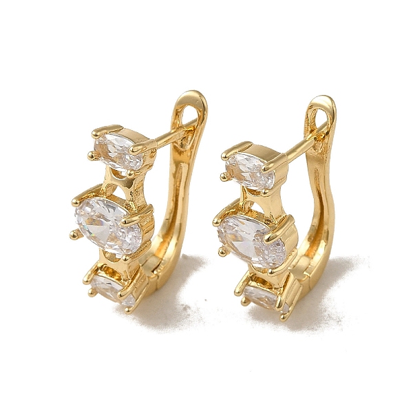 

PandaHall Brass Hoop Earrings, with Glass, Light Gold, 18.5x7mm Brass