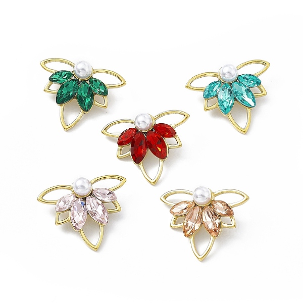 

PandaHall Ion Plating(IP) 304 Stainless Steel Pendants, with Glass & Plastic Pearl Beaded, Leaf Charms, Mixed Color, 18x22x9mm, Hole..., Multicolor