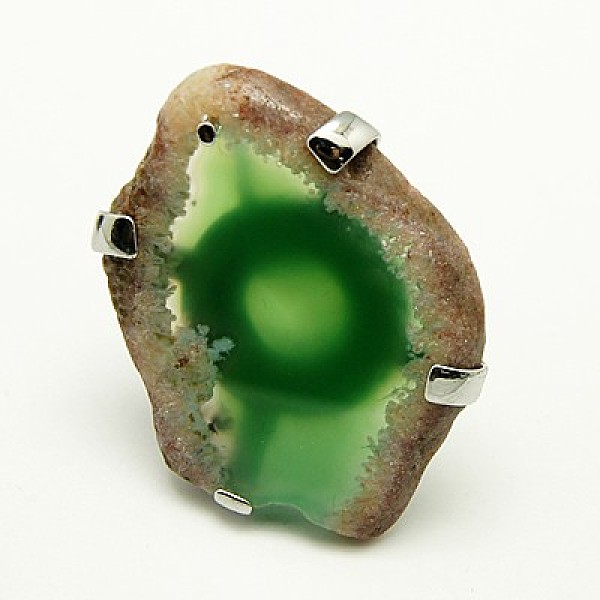 

PandaHall Valentines Day Gifts Natural Crystal Agate Rings, with Brass Findings, Mixed Style, Platinum, Mixed Color, 17mm Natural Agate..., Multicolor