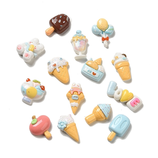 

PandaHall Opaque Resin Decoden Cabochons, Ice Cream & Rabbit, Mixed Color, Mixed Shapes, 13~27x15~34.5x6.5~9mm Resin Mixed Shapes