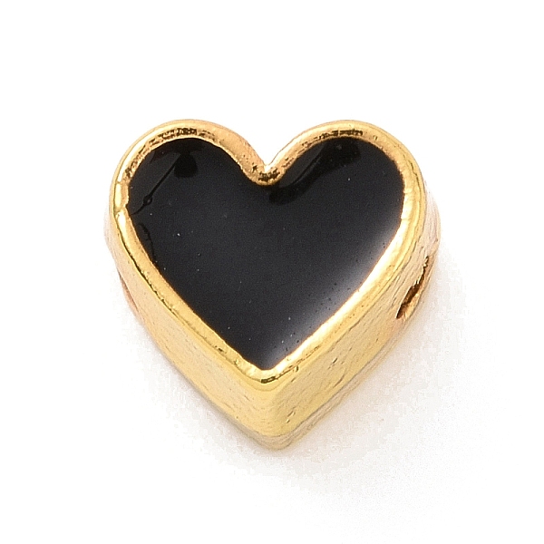 

PandaHall Eco-friendly Rack Plating Brass Enamel Beads, Cadmium Free & Lead Free, Long-Lasting Plated, Real 18K Gold Plated, Heart, Black...