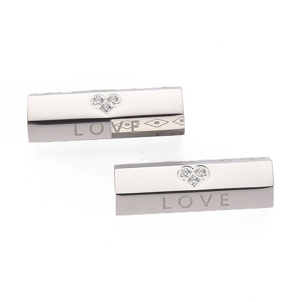 

PandaHall 304 Stainless Steel Beads, with Rhinestone, Hexagonal Prism with Word Love, Stainless Steel Color, 25.5x9x8mm, Hole: 1.6mm 304...
