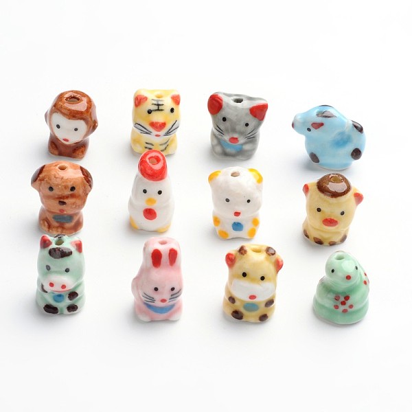 

PandaHall Handmade Porcelain Beads, Famille Rose Porcelain, Random Mixed Chinese Zodiac, 16~20x12~20x10~15mm, Hole: 2~3mm Porcelain Random..., Multicolor