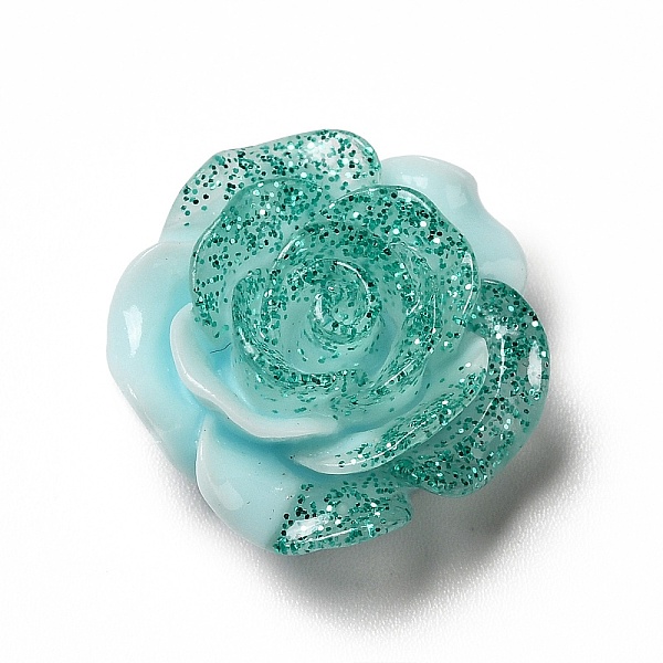

PandaHall Opaque Resin Cabochons, Flower, with Glitter Powder, Dark Turquoise, 19x19x9mm Resin Flower