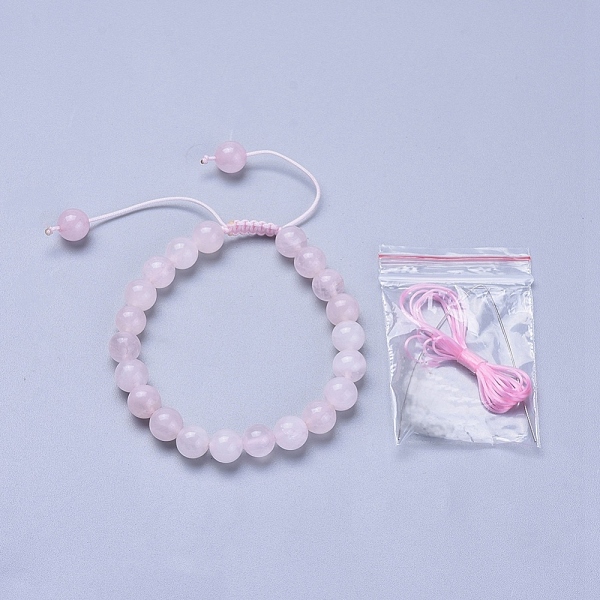 

PandaHall Adjustable Natural Rose Quartz Braided Round Beaded Bracelets, with Nylon Thread, Flat Elastic Crystal String, 2~3-1/8 inch(5~8cm)...