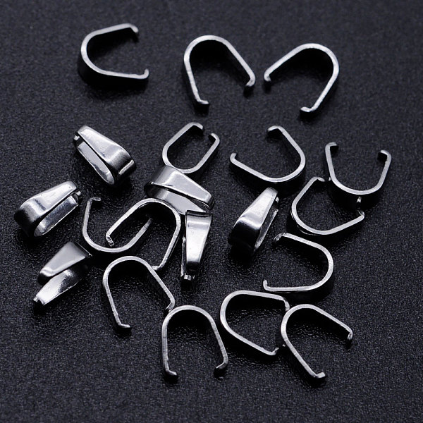 

PandaHall 201 Stainless Steel Snap on Bails, Stainless Steel Color, 5.5x5.5x2mm, Pin: 1mm 201 Stainless Steel