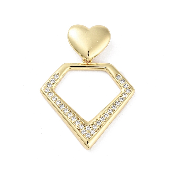 

PandaHall Rack Plating Brass Micro Pave Clear Cubic Zirconia Pendants, Long-Lasting Plated, Lead Free & Cadmium Free, Diamond, 38mm, Hole...
