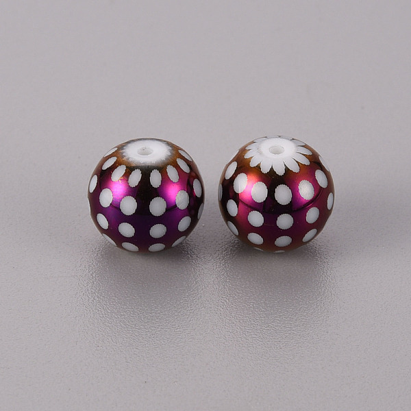 

PandaHall Electroplate Glass Beads, Round with Dots Pattern, Purple Plated, 10mm, Hole: 1.2mm Glass Others