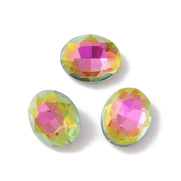 

PandaHall Glass Rhinestone Cabochons, Flat Back & Back Plated, Faceted, Oval, Vitrail Rose, 10x8x4.5mm Glass Rhinestone Oval Pink