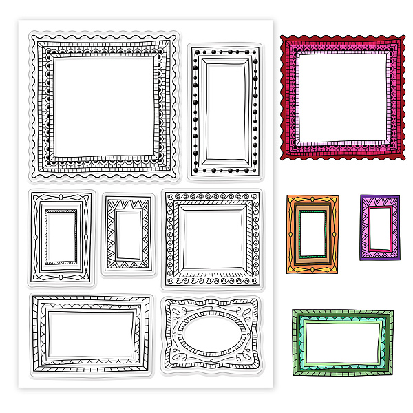 

PandaHall Frame Journal Stamps, Crafts Frame Stamps Silicone Seal Stamps Clear Stamp Transparent Decor Paper for Card Making Photo Album...