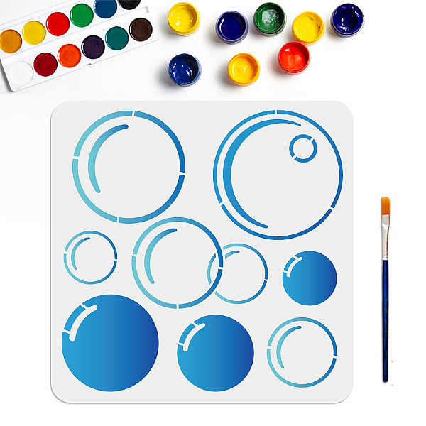 

PandaHall MAYJOYDIY Bubble Painting Stencil Bubble Stencil Template 11.8×11.8inch with Paint Brush Flexible Reusable PET Material DIY Art...