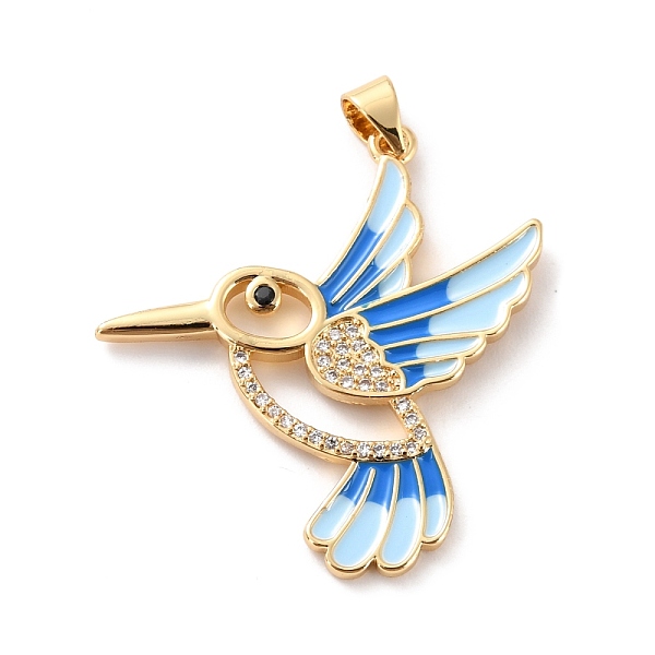 

PandaHall Brass Micro Pave Clear Cubic Zirconia Pendants, with Enamel, Long-Lasting Plated, Real 18K Gold Plated, Bird, Light Sky Blue...