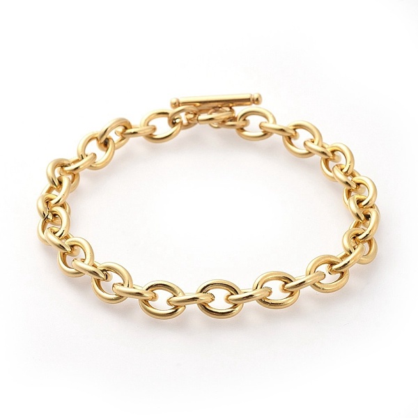 Vacuum Plating 304 Stainless Steel Cable Chain Bracelets
