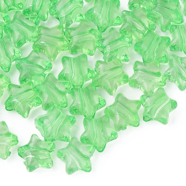 

PandaHall Transparent Acrylic Beads, Star, Light Green, 9x9.5x5.5mm, Hole: 2mm, about 2000pcs/500g Acrylic Star