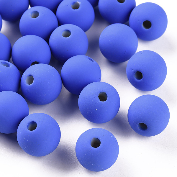 

PandaHall Acrylic Beads, Rubberized Style, Half Drilled, Round, Royal Blue, 16mm, Hole: 3.5mm Acrylic Round
