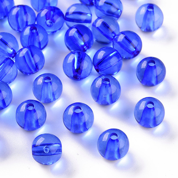 

PandaHall Transparent Acrylic Beads, Round, Royal Blue, 10x9mm, Hole: 2mm, about 940pcs/500g Acrylic Round
